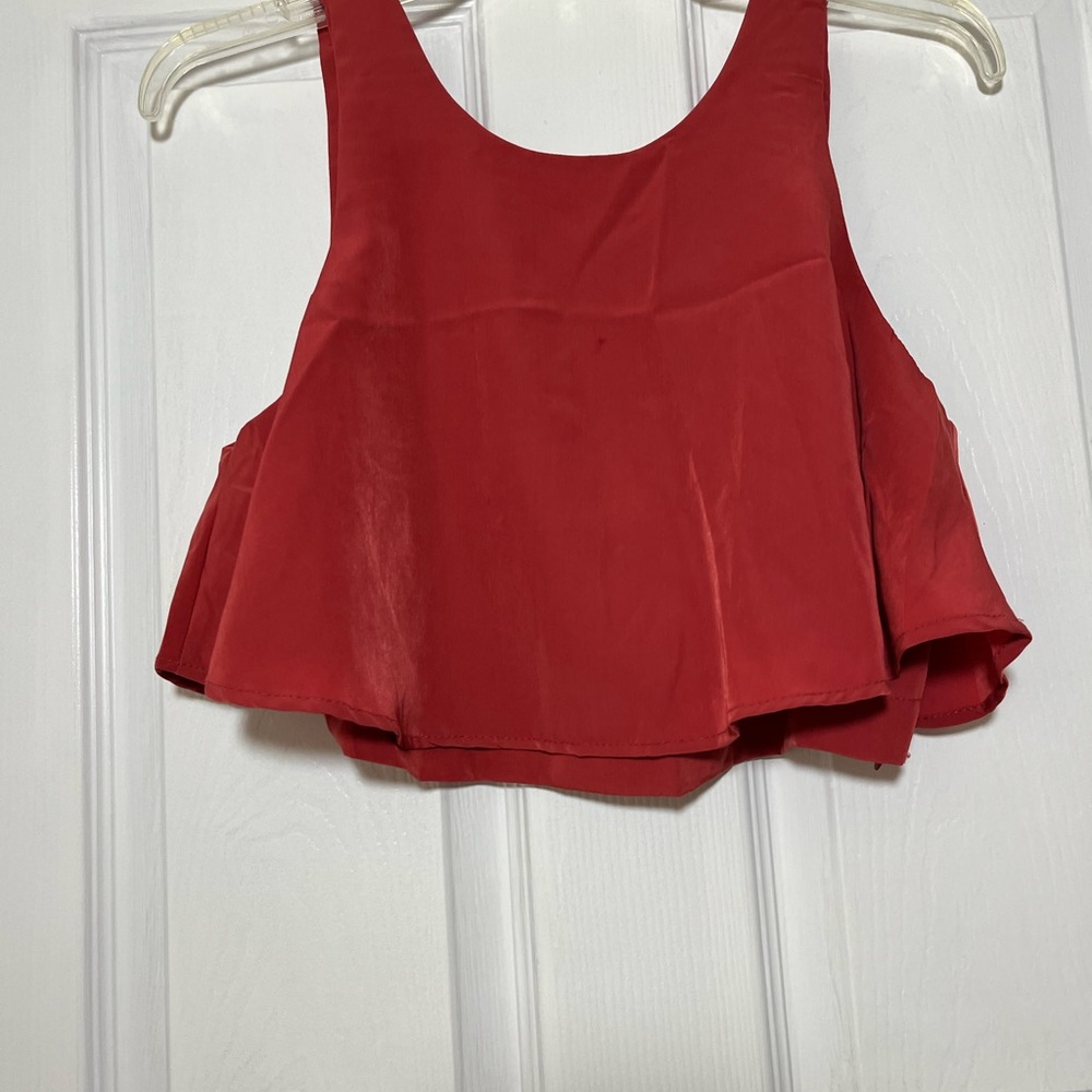 Rust Color Sleeveless Women's Flutter Top